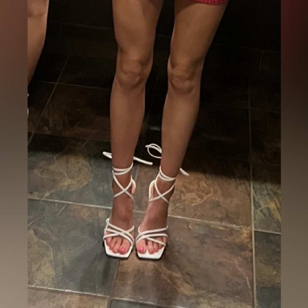 White strappy heels